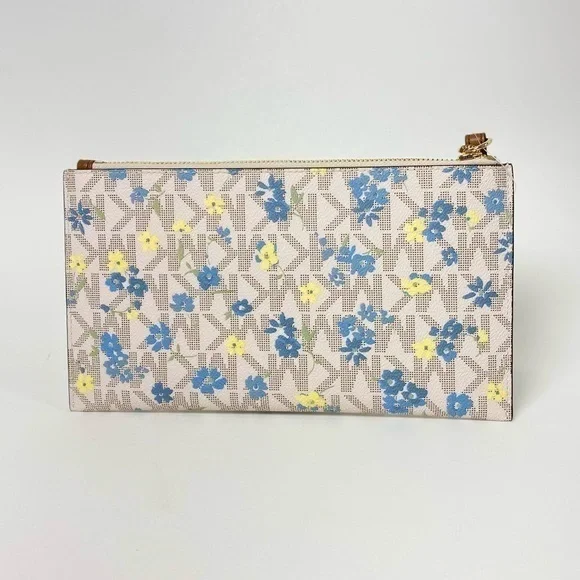 Michael Kors Wristlet Wallet Jet Set Large Clutch Vanilla Floral Print Canvas - Picture 6 of 8